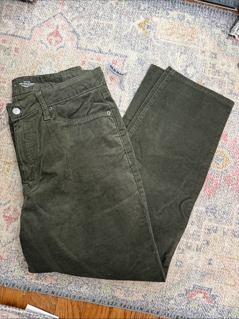 Old Navy Olive High Rise Straight Corduroy Pants